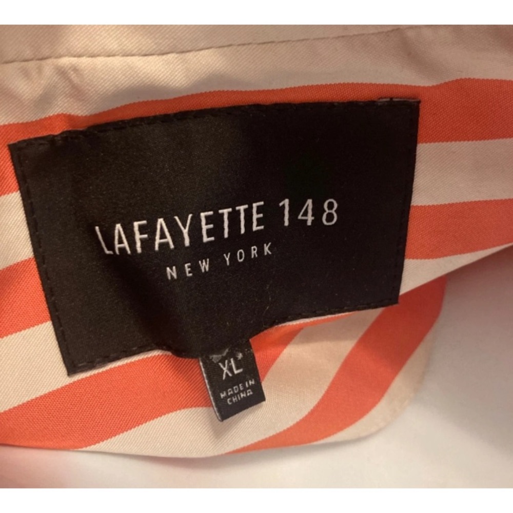 Women's Lafayette 148 NY Striped Lightweight Peach Rose & Tan Jacket - Picture 15 of 16